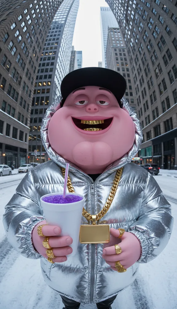 Drip cartoon: Your character, iced out in the big city
